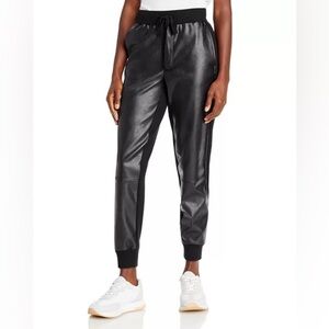 AQUA Faux Leather Front Jogger Pants